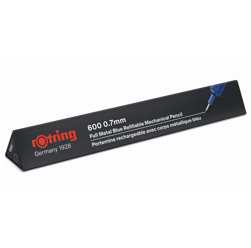 rOtring 600 Mechanical Pencil | 0.7 mm | Blue All-Metal Body Propelling Pencil | Non-Slip Knurled Grip & Hexagonal Barrel - Image 4